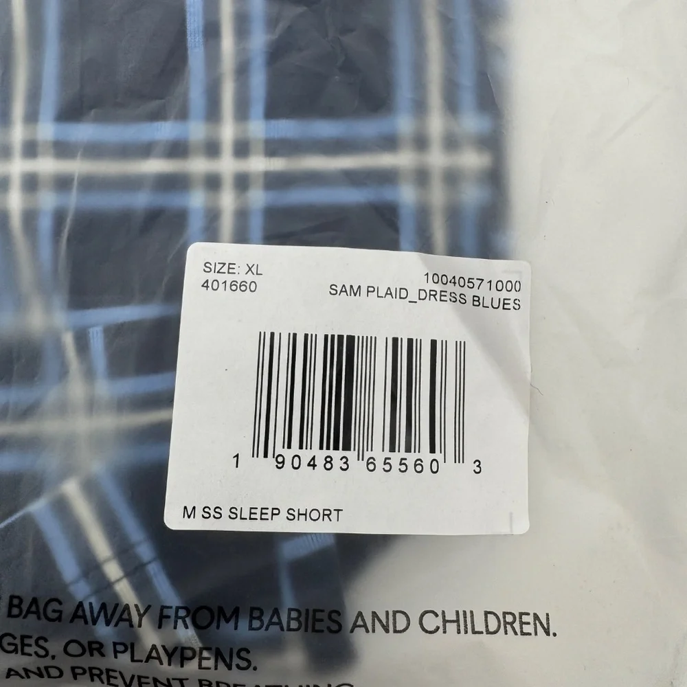 NEW Tommy John Sleep Shorts XL Sam Plaid Dress Blues